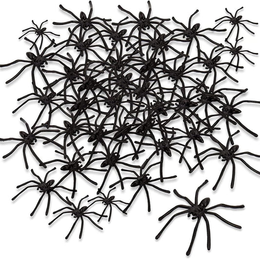 100 Pcs Spooky Plastic Spider Props for Halloween Decor & Kids Party Games