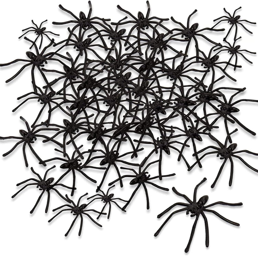 100 Pcs Spooky Plastic Spider Props for Halloween Decor & Kids Party Games